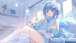 Rating: Safe Score: 10 Tags: animal_ears gym_uniform indie_virtual_youtuber kurageu_roa maid nekomimi rucaco tail wallpaper User: tagme
