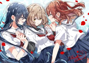 oumi_shiori seifuku skirt_lift takeshima_eku watashi_wo_tabetai_hitodenashi yaotose_hinako yashiro_miko yuri