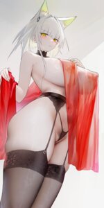 animal_ears arknights garter_belt kal'tsit_(arknights) nipples omone_hokoma_agm pantsu pubic_hair pussy see_through stockings thighhighs thong topless