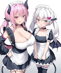 alexmaster devil garter horns loli maid no_bra pointy_ears tail thighhighs wings
