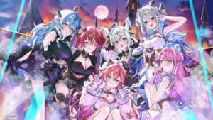 amane_kanata animal_ears elf halloween heterochromia himemori_luna hololive hololive_gamers horns houshou_marine kitsune mahou_shoujo_holowitch! nekoyashiki_pushio no_bra pointy_ears sakura_miko shirakami_fubuki thighhighs uniform wings yukihana_lamy