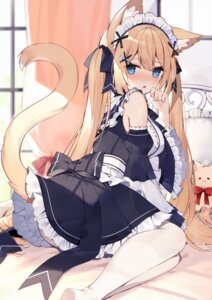 animal_ears hanazono_serena indie_virtual_youtuber maid muryo nekomimi pantyhose skirt_lift tail