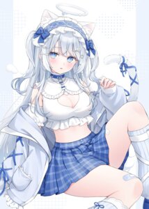 Rating: Questionable Score: 31 Tags: angel animal_ears bandaid cleavage indie_virtual_youtuber nekomimi nekone_uyu shano_hiyori skirt_lift tail wings User: whitespace1