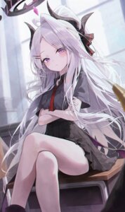 blue_archive devil halo horns meoyo seifuku skirt_lift sorasaki_hina wings