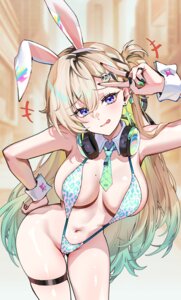 Rating: Questionable Score: 8 Tags: animal_ears bunny_ears foxyreine garter headphones lynae sling_bikini swimsuits wuthering_waves User: Arsy