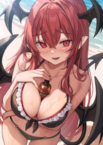 Rating: Questionable Score: 7 Tags: bikini breast_hold koakuma pointy_ears swimsuits tail touhou wet wings wowoguni User: Arsy