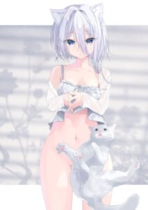 Rating: Questionable Score: 49 Tags: animal_ears bottomless inubouzaki_(i_nu1515) lingerie neko nekomimi see_through User: Coly