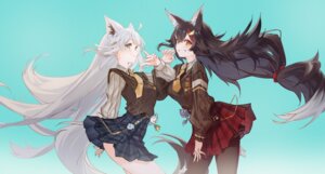 Rating: Safe Score: 25 Tags: animal_ears hololive hololive_gamers hyde_(tabakko) kitsune ookami_mio pantyhose seifuku shirakami_fubuki skirt_lift sweater tail User: lacepanties
