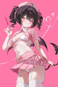 Rating: Questionable Score: 87 Tags: bandaid bra cameltoe devil loli nurse pantsu riko_(rik0ring) skirt_lift stockings tail thighhighs thong wings User: BattlequeenYume