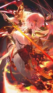 Rating: Questionable Score: 22 Tags: asian_clothes changli garter modare no_bra sword tattoo thighhighs torn_clothes wuthering_waves User: lacepanties