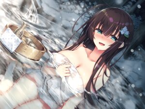 Rating: Questionable Score: 51 Tags: bathing breast_hold onsen rozea sake towel wet User: Arsy