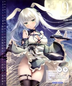 Rating: Questionable Score: 18 Tags: animal_ears bunny_ears calendar garter maid no_bra nopan sake skirt_lift stockings takano_yuki thighhighs wa_maid waitress User: drop