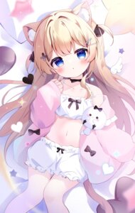 Rating: Questionable Score: 15 Tags: animal_ears bloomers bra fujii_shino loli nekomimi open_shirt pajama tail User: Anonymous