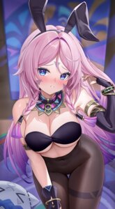 animal_ears bra bunny_ears citlali genshin_impact lunacle nopan pantyhose see_through tattoo
