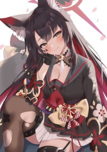 Rating: Questionable Score: 35 Tags: animal_ears blue_archive cleavage fishnets halo japanese_clothes kitsune kosaka_wakamo seifuku skirt_lift stockings tail thighhighs torn_clothes wild_card User: Anonymous