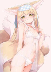 Rating: Questionable Score: 54 Tags: animal_ears arknights cameltoe kitsune lingerie loli pantsu see_through suzuran_(arknights) tail undressing yakurope-moko User: whitespace1