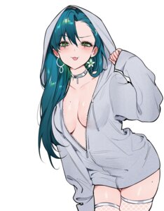 Rating: Questionable Score: 58 Tags: detexted fishnets no_bra open_shirt qiandaiyiyu thighhighs User: lacepanties