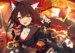 Rating: Questionable Score: 31 Tags: animal_ears blue_archive detexted halo japanese_clothes kitsune kosaka_wakamo no_bra seifuku skirt_lift spice tail User: Anonymous