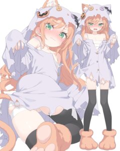 animal_ears bandages dress halloween kani_biimu loli minazuki_sarami nekomimi nopan open_shirt sarashi skirt_lift tail thighhighs torn_clothes