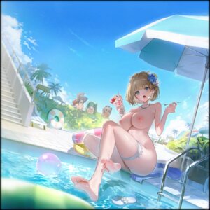 brown_dust_ii garter justia naked nebris nipples origami topless venaka wet zenith_(brown_dust_ii)