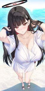 blue_archive bottomless halo merufena nipples no_bra pussy see_through tsukatsuki_rio uncensored