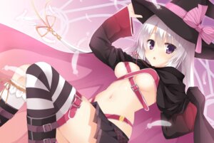 Rating: Questionable Score: 4 Tags: ayachi_nene garter naked_ribbon no_bra sanoba_witch skirt_lift thighhighs witch User: 弱受猫