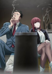 business_suit pantyhose sasaki_(yanisuu) smoking super_no_ura_de_yani_suu_futari tagme transparent_webp yamada_(yanisuu)