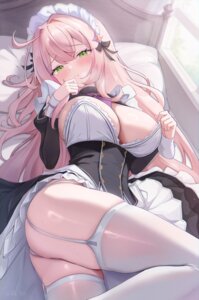 Rating: Questionable Score: 6 Tags: allie_(stella_sora) maid night_known no_bra pantsu skirt_lift stella_sora stockings thighhighs thong User: Arsy