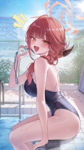 Rating: Questionable Score: 63 Tags: blue_archive halo horns okkimon rikuhachima_aru school_swimsuit swimsuits wet User: VigorousMMM