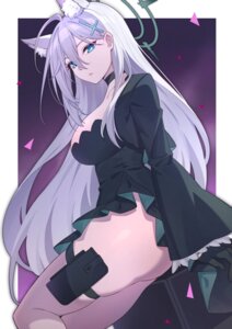 animal_ears blue_archive bubble1995 dress garter halo nekomimi shiroko_terror sunaookami_shiroko