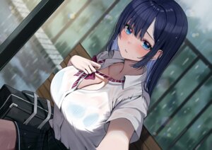bra open_shirt see_through seifuku selfie udon. undressing wet wet_clothes