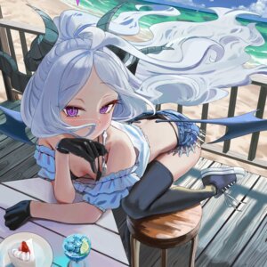 bikini blue_archive chen_bingyou devil halo horns loli sorasaki_hina swimsuits thighhighs wings