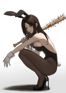 animal_ears blood bunny_ears bunny_girl daiko_(dai1974910) heels mukai_takumi no_bra pantyhose tail the_idolm@ster the_idolm@ster_cinderella_girls weapon