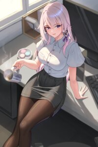 Rating: Safe Score: 37 Tags: bowlp dress_shirt herta honkai:_star_rail pantyhose see_through User: VigorousMMM