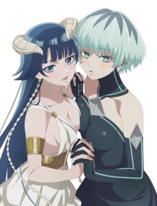 amber_idanokan dress horns kekkon_yubiwa_monogatari no_bra saphir_maasa symmetrical_docking tagme