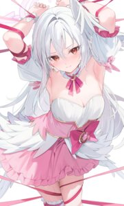 blue_archive bondage garter halo kawauchi morizuki_suzumi no_bra thighhighs uniform wings