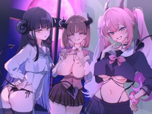 Rating: Questionable Score: 35 Tags: ass breasts devil horns lacca nipples no_bra open_shirt pantsu seifuku string_panties tail thighhighs thong underboob undressing User: kiyoe