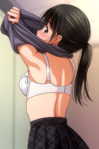 Rating: Questionable Score: 8 Tags: bra loli matsunaga_kouyou seifuku shirt_lift undressing User: fleece111