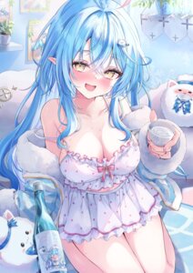 Rating: Questionable Score: 41 Tags: aoha_(aohasora) chibi elf hololive lingerie no_bra pajama pointy_ears sake wet yukihana_lamy yukimin_(yukihana_lamy) User: BattlequeenYume