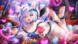 Rating: Questionable Score: 24 Tags: amane_kanata angel animal_ears cream feet garter hololive nekomimi nemusuke tail valentine wallpaper wings User: Anonymous