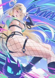 bikini fishnets garter lynae pantyhose raidriar_18 see_through shirt_lift swimsuits tattoo wuthering_waves