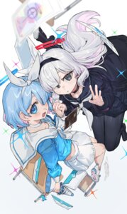 Rating: Safe Score: 21 Tags: arona_(blue_archive) blue_archive gun halo pantyhose plana_(blue_archive) ranf seifuku skirt_lift umbrella User: charunetra
