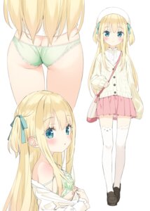 Rating: Questionable Score: 101 Tags: artist_revision ass bra kani_biimu loli nipple_slip open_shirt pantsu shimotsuki_potofu sweater thighhighs undressing User: himeno_nanako