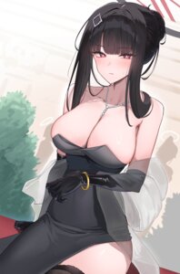 Rating: Questionable Score: 16 Tags: blue_archive dress halo no_bra see_through shougun_(chuckni1) thighhighs tsukatsuki_rio User: VigorousMMM