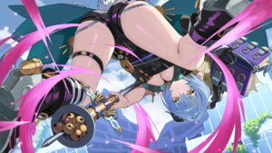 amagasa_yun garter heels horns lucia_elowen no_bra pointy_ears weapon zenless_zone_zero