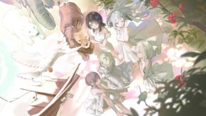 bang_dream! bang_dream!_ave_mujica dress misumi_hatsune skirt_lift summer_dress tagme togawa_sakiko wakaba_mutsumi yahata_umiri yuutenji_nyamu