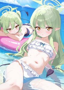 bikini blue_archive halo kakeian_(aiyoriaosi_00) loli pointy_ears swimsuits tachibana_hikari tachibana_nozomi tail wet
