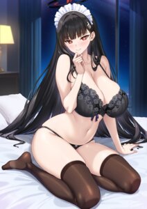 blue_archive bra halo lingerie maid merufena pantsu thighhighs tsukatsuki_rio