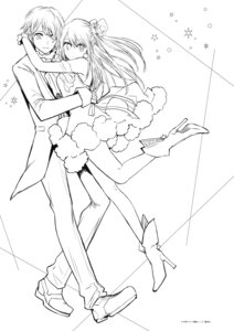 Rating: Safe Score: 3 Tags: [oshi_no_ko] dress heels hoshino_aquamarine hoshino_ruby line_art monochrome yokoyari_mengo User: Reverseshin