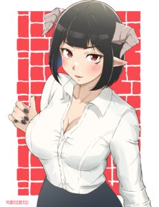 Rating: Questionable Score: 14 Tags: cleavage dress_shirt hime-sama_"goumon"_no_jikan_desu horns mashiroshiro open_shirt pointy_ears tattoo torture_tortura User: VigorousMMM